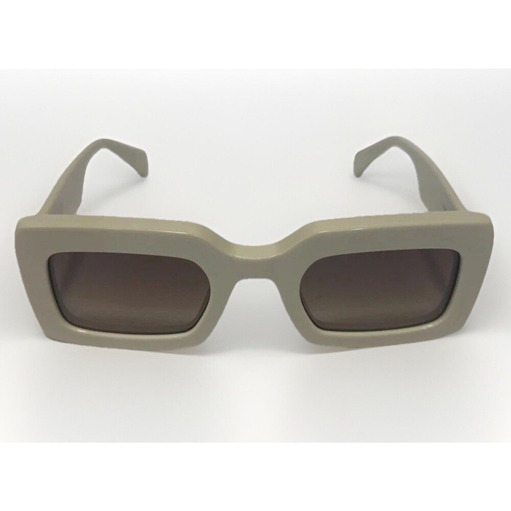 Kaleos Zajac Rectangular Acetate Sunglasses Monochrome Beige Handmade Brown 004